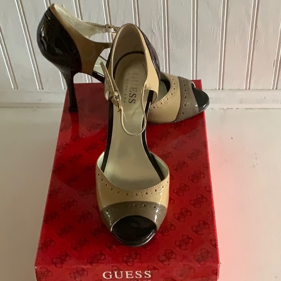 Nearly New Tri-Colored Peep Toe Heels - Picture 3 of 7